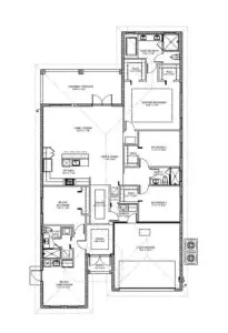 A floor plan of a house with a lot of furniture.
